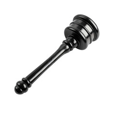 Black Wooden Gavel Angled on Transparent Background Depicting Legal Authority and Judicial Symbolism