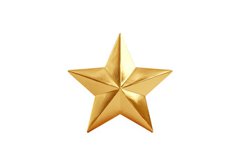 Golden five-pointed star, glossy finish, isolated on black background