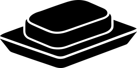 A Bar of Soap on a Soap Dish Silhouette Vector Illustration