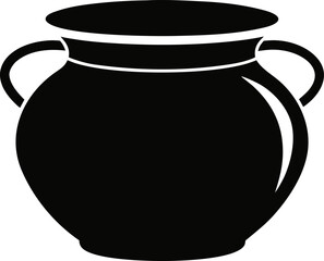 Clay Water Pot Silhouette Vector Illustration Black