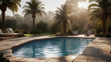 Fototapeta premium Sunny poolside scene