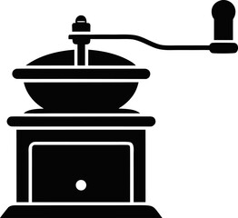 Folding Hand Crank Coffee Grinder Silhouette Vector