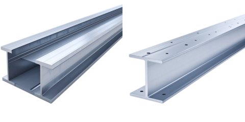 Metallic I Beam Construction Elements With Transparent Background