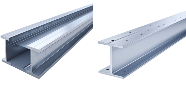 Metallic I Beam Construction Elements With Transparent Background