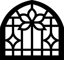 Ornate Wrought Iron Window Grille Pattern Silhouette