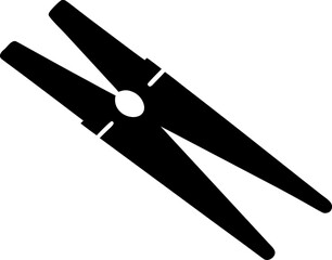 Vector Silhouette of a Single Old Wooden Clothespin