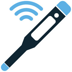 Smart thermometer icon vector for temperature control, home automation, and health. Useful for illustrating a modern thermometer with connected technology.