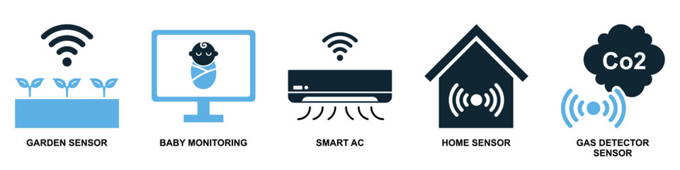 Set internet of things icon vector for smart devices, interconnected networks, and data exchange. Useful for illustrating automated homes, future technology, and IoT solutions.