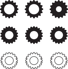 Black and White Gear Set Illustration Depicting Mechanical Engineering and Industrial Processes