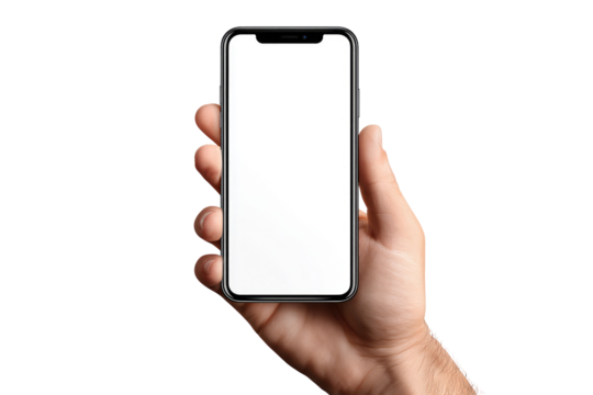 Hand holding a smartphone with a blank screen (6)