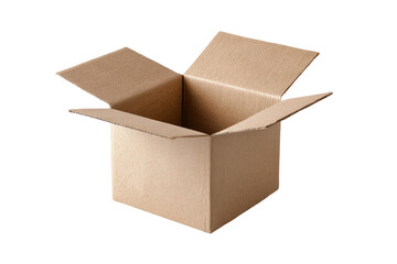 Open cardboard box, light beige tone, empty inside
