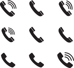 Fototapeta premium Phone handset icons in a grid pattern representing communication and contact methods