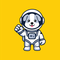 Astronaut Dog Cartoon Vector