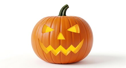 Fototapeta premium Gleaming jack-o'-lantern with a spooky grin illuminates halloween night