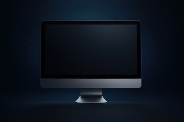 Computer monitor is turned off and is sitting on a black background