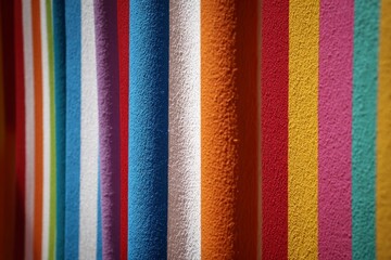Vertical bands of vibrant colors with a textured surface fill the frame