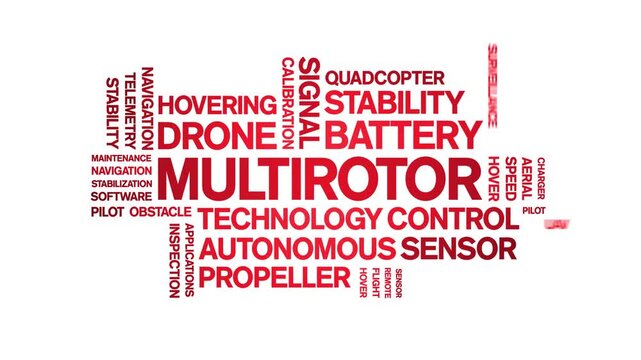 Multirotor animated word cloud-text design animation tag kinetic typography seamless loop.
