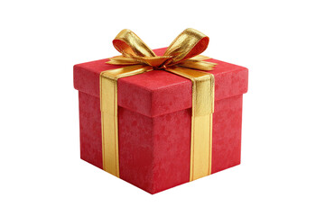 Fototapeta premium Red gift box with gold ribbon and bow (2)