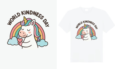 World Kindness Day t-shirt design featuring uplifting quotes, heart and hand symbols, and bright, cheerful colors to spread positivity, compassion, and unity everywhere.