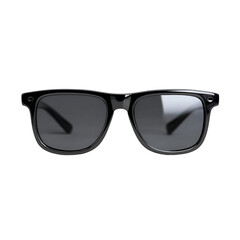Fototapeta premium Stylish black sunglasses on a white background, perfect for summer looks and outdoor activities.