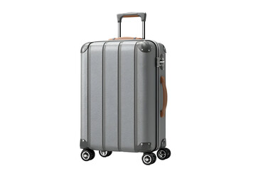 Stylish and durable silver suitcase with a textured finish, ideal for all travel needs.