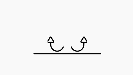 Simple Line Art Icon Showing Two Upward Curved Arrows with Triangles on a White Background graphic design