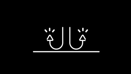 White Line Icon Illustrating Upward Arrows with Sprays on a Black Background curved line art