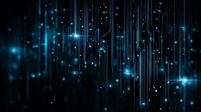 A vibrant display of blue circuit lines and glowing nodes against a dark background creating a modern feel