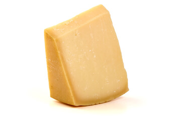 Parmesan Cheese Wedge, Isolated on White Background