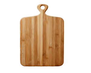 Fototapeta premium Empty Square Wooden Bamboo Chopping Board With Handle On Transparent Background, PNG