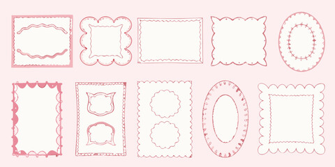 Collection of hand drawn decorative frames and borders in various shapes and styles