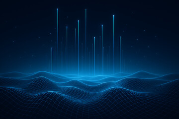 big data and digital technology, abstract background with glowing lines, representing a futuristic wireframe, information flow, and connection