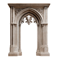 Obraz premium Intricately carved stone archway with gothic architectural details and decorative columns