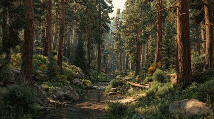 Forest path through woods