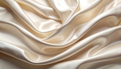 Obraz premium Smooth cream silk fabric backdrop with soft folds and natural shadows