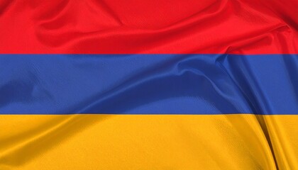Fototapeta premium Armenian flag—horizontal tricolor of red, blue, and orange; symbol of national pride, resilience, peace, and creativity.