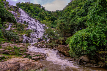 Mae Ya waterfall it beautiful most famous in Doi Inthanon National Park, Chiang mai, Thailand.