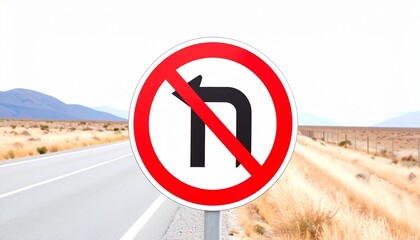 “No Right Turn” traffic sign—red-bordered circle with black arrow pointing right, crossed out by red diagonal line; roadside with trees and cloudy sky.