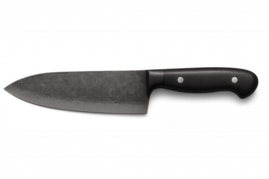 Professional cooking knife isolated on transparent background, ideal for food preparation and culinary projects