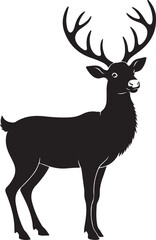 Obraz premium Black Reindeer Silhouette Vector on White Background Holiday Artwork
