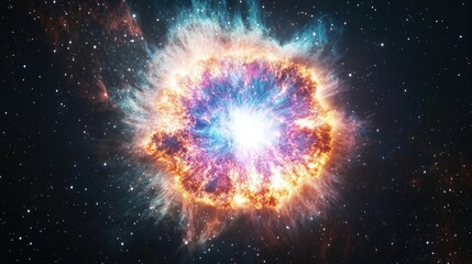 Stunning cosmic explosion of a supernova with vibrant colors and bright light in the vast expanse of outer space