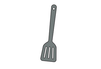 Simple spatula kitchen utensil illustration for cooking, food preparation, recipe content, household kitchenware, culinary education, and restaurant promotional materials isolated on white background