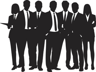 Business team silhouette group of professionals in formal suits, teamwork concept, corporate office workers, leadership, collaboration, management, career success