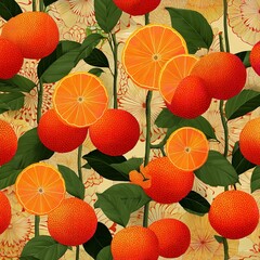 Obraz premium Vibrant Orange Blossom Illustration: Juicy Citrus Delight AI Generated 