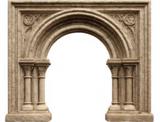 Ornate carved stone archway with detailed columns and decorative floral motifs in classical style