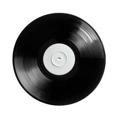 Obraz premium Black vinyl record with white label