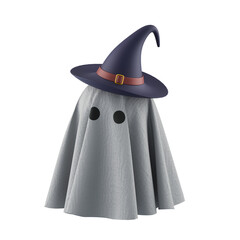 Fabric cute funny Ghost character isolate on transparent background.