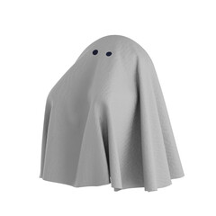 Fabric cute funny Ghost character isolate on transparent background.
