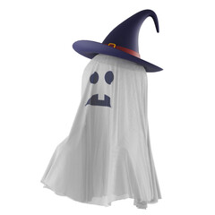 Fabric cute funny Ghost character isolate on transparent background.