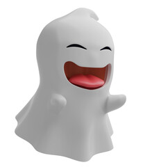 Fabric cute funny Ghost character isolate on transparent background.